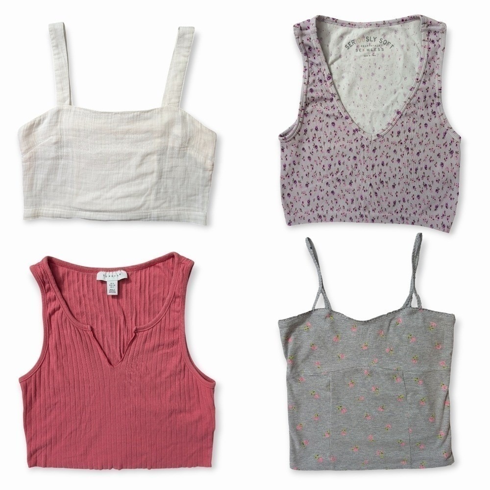 Women's Crop Top Bundle Floral Ribbed Tank Bralette Lot XS S M